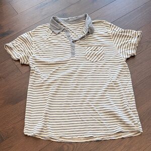 Thread for Thoughts Men’s Striped Gray / Cream l Polo Shirt Large